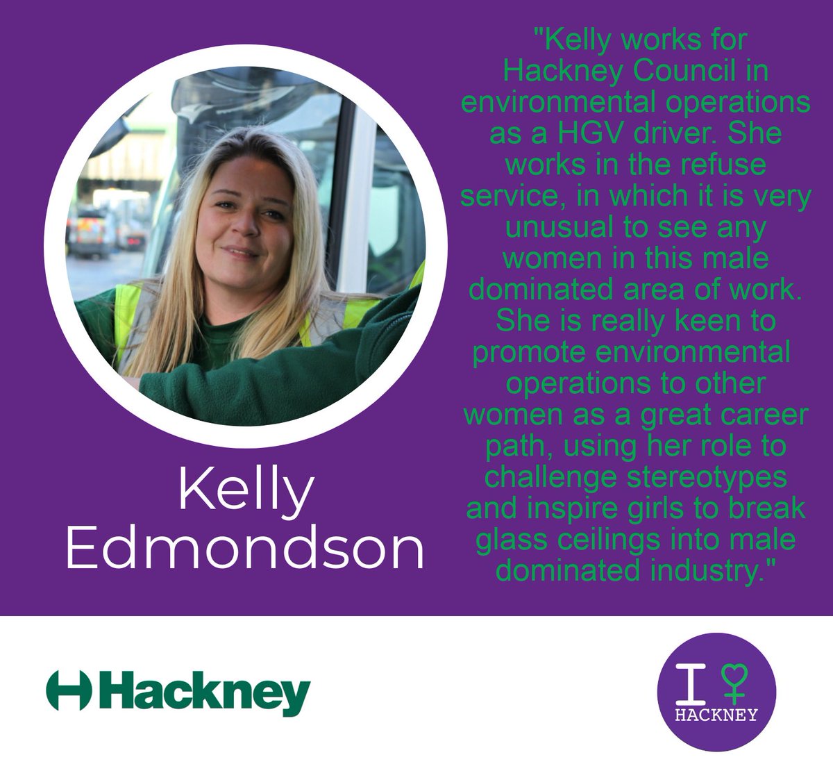 hackneycouncil's tweet photo. Here is one of our #hackneywomen nominees! Kelly works hard to inspire other women to enter male dominated industries and smash glass ceilings. Nominate your inspirational Hackney women here:   https://t.co/vUpPRn4Qso https://t.co/j9TKZwuSWN
