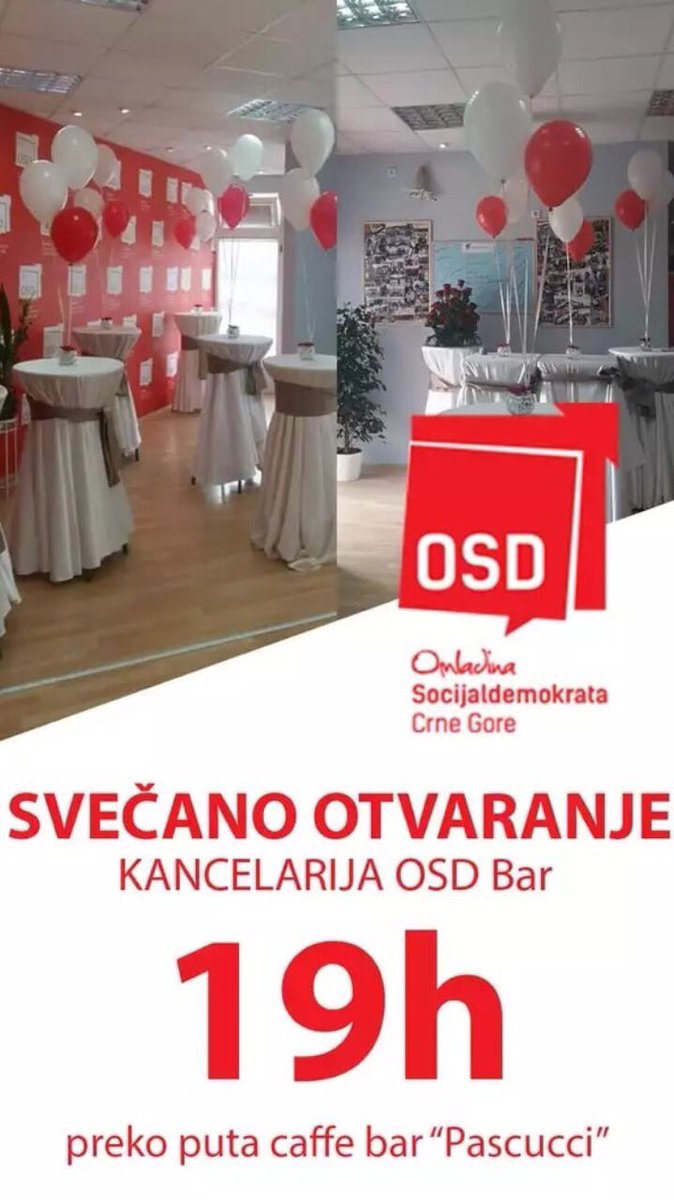 SD_CRNAGORA's tweet photo. Dobrodošli na otvaranju kancelarije Omladine Socijaldemokrata Bara, večeras od 19h. #OSDBR https://t.co/cIuVtXz7lx