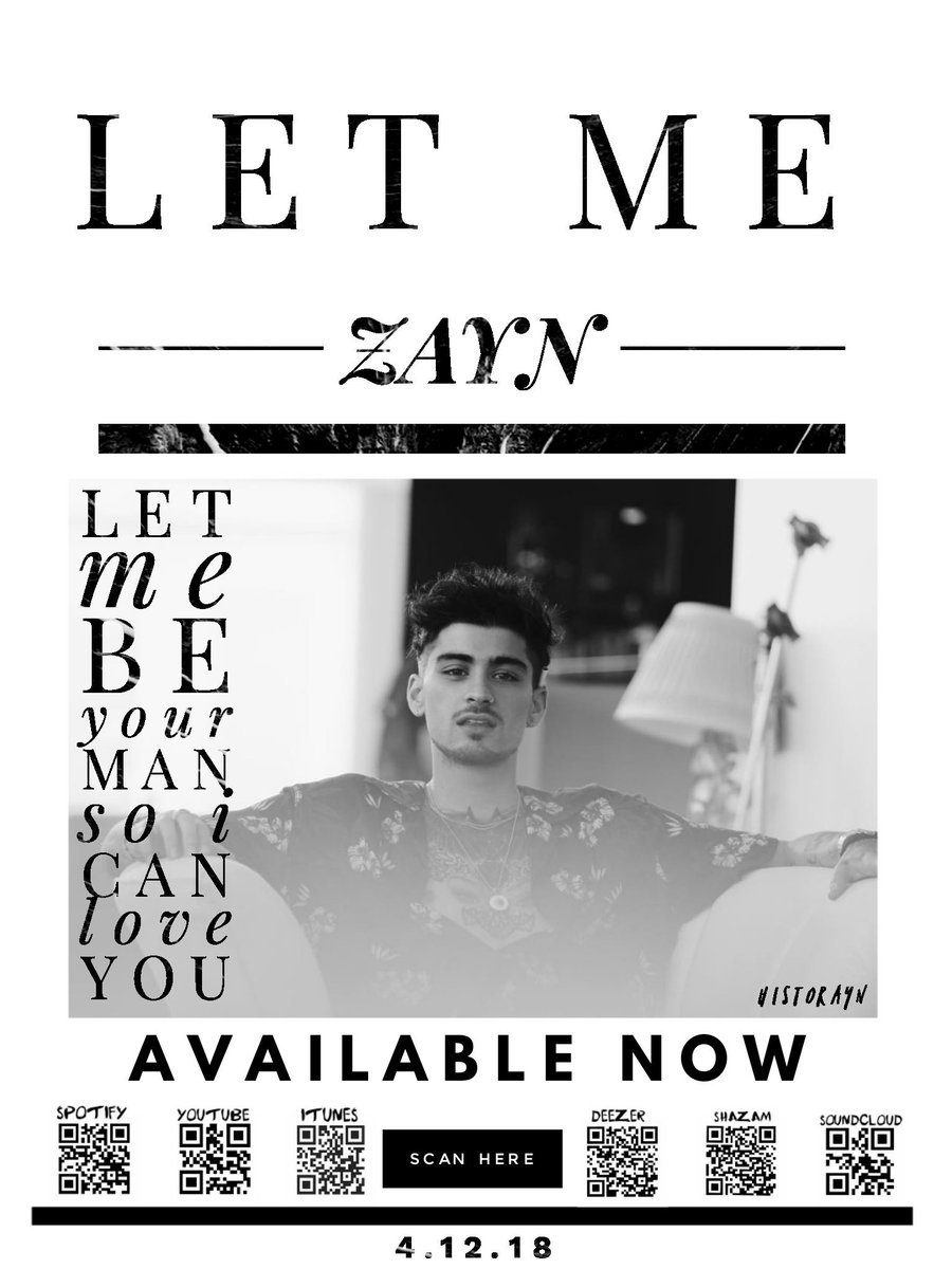 icaruzouis's tweet photo. New promo! Feel free to print this out and spread it around your city/school! Don't forget to stream,watch,shazam and buy the song ! This masterpiece deserves more π (this is so simple but took me ages lmao) @inZAYN @zaynmalik #LetMe #LetMeOutNow #StreamLetMe #LetMeMusicVideo https://t.co/nc7cv10kul