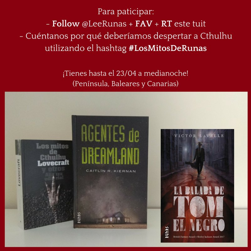 LeeRunas's tweet photo. ¡Se acerca el #DíaDelLibro y queremos celebrarlo con vosotros! 📚

Regalamos TRES packs tan lovecraftianos como este. ¡Sigue las instrucciones de la imagen si quieres ganar uno! #LosMitosDeRunas 🐙🏠🎸 https://t.co/9EW7et4PxE