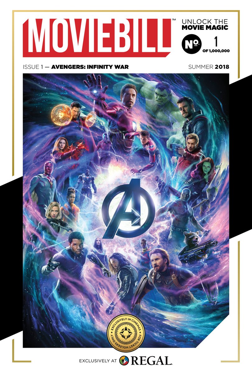 RegalMovies's tweet image. Check out @theMoviebill exclusive @AVENGERS: #InfinityWar COVER ART! Get your hands on the full edition opening weekend starting on April 27!