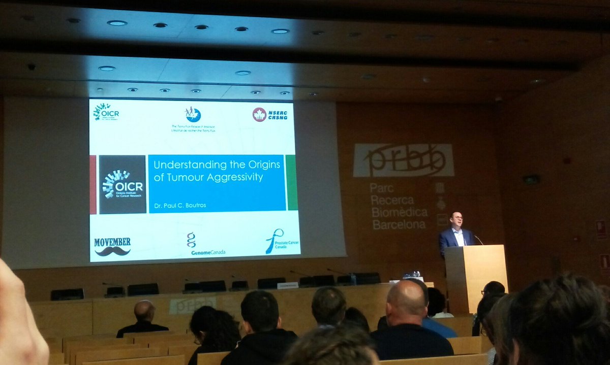 Genomapp's tweet photo. Paul Boutros opens session 3 talking about the origins of tumor aggresivity focusing on prostate cancer.#TrBioinf18 #ECTB2018 @OICR_news https://t.co/yPlFH0T7KE