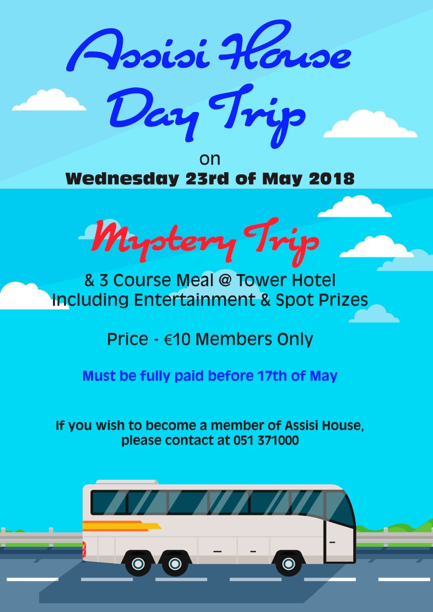 Assisihousessc's tweet image. Hey all we have our annual day trip in a couple of weeks , check out the information below. New members always welcomed #assisihouseseniorsocialcentre
