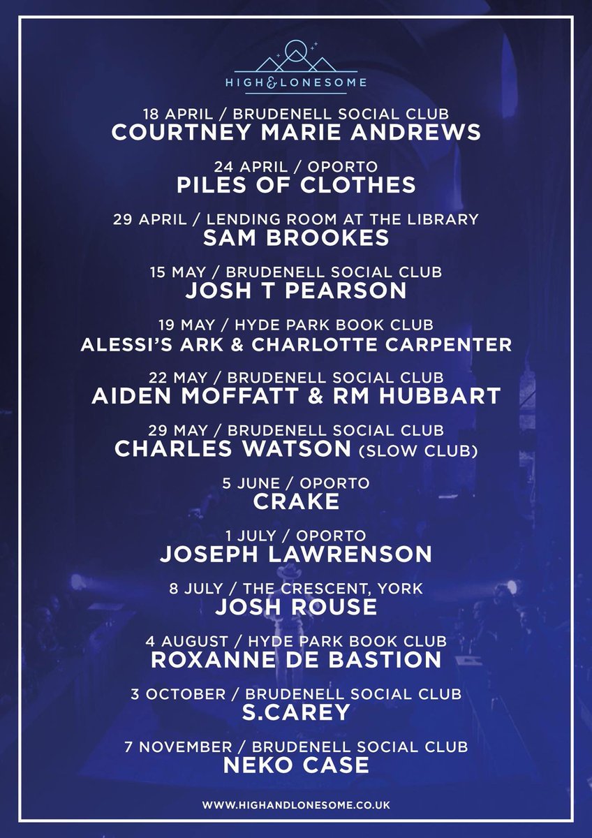 HighandLonesome's tweet image. So excited for our up coming shows ft. @courtneymamusic @Sam_Brookes @joshtpearson @AlessisArkmusic @scareymusic @NekoCase &amp;amp; more across some of #Yorkshire’s best venues!

Listings and tickets via: highandlonesome.co.uk 

#courtneymarieandrews #joshtpearson #nekocase #scarey