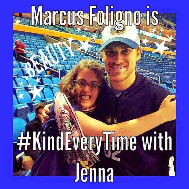 JennaCathcart2's tweet photo. I got meet @MarcusFolignHOE  after sabres Vs sens game we both help @KindEvery  not every more and I went help I got bullied on basketball team I think why I play floor hockey I am friend with every body team every body so nice to me I got meet @MHoffy68  and Marcus my favs play https://t.co/cxb5cEGnlp