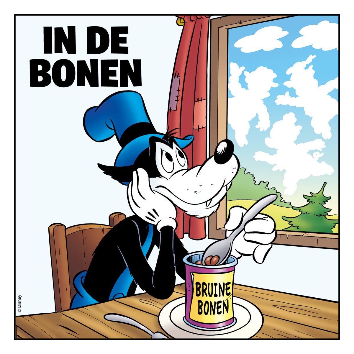 Arme ik... deze hongerige wolf zit vanavond wéér aan de bruine bonen... Hoeveel blikken zal ik inmiddels al op hebben?