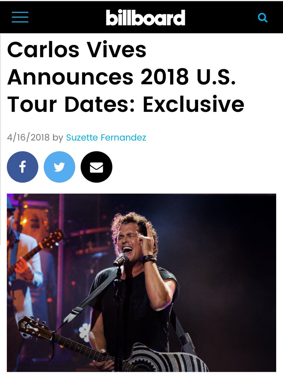 carlosvives's tweet photo. Hola Estados Unidos! Estamos muy contentos de anunciarles nuestro #VivesTourUSA2018 con mis amigos de @billboard ! 
Mira todas las fechas: https://t.co/BfARHKBgqX https://t.co/S0zcxL1JpI