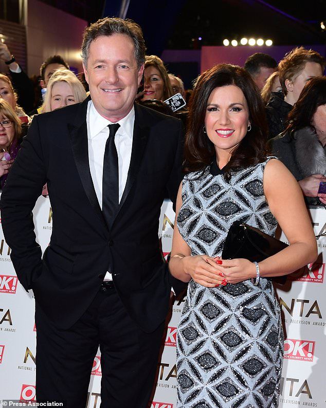 Happy birthday! Susanna Reid gives Piers Morgan gift wrapped in his own face  