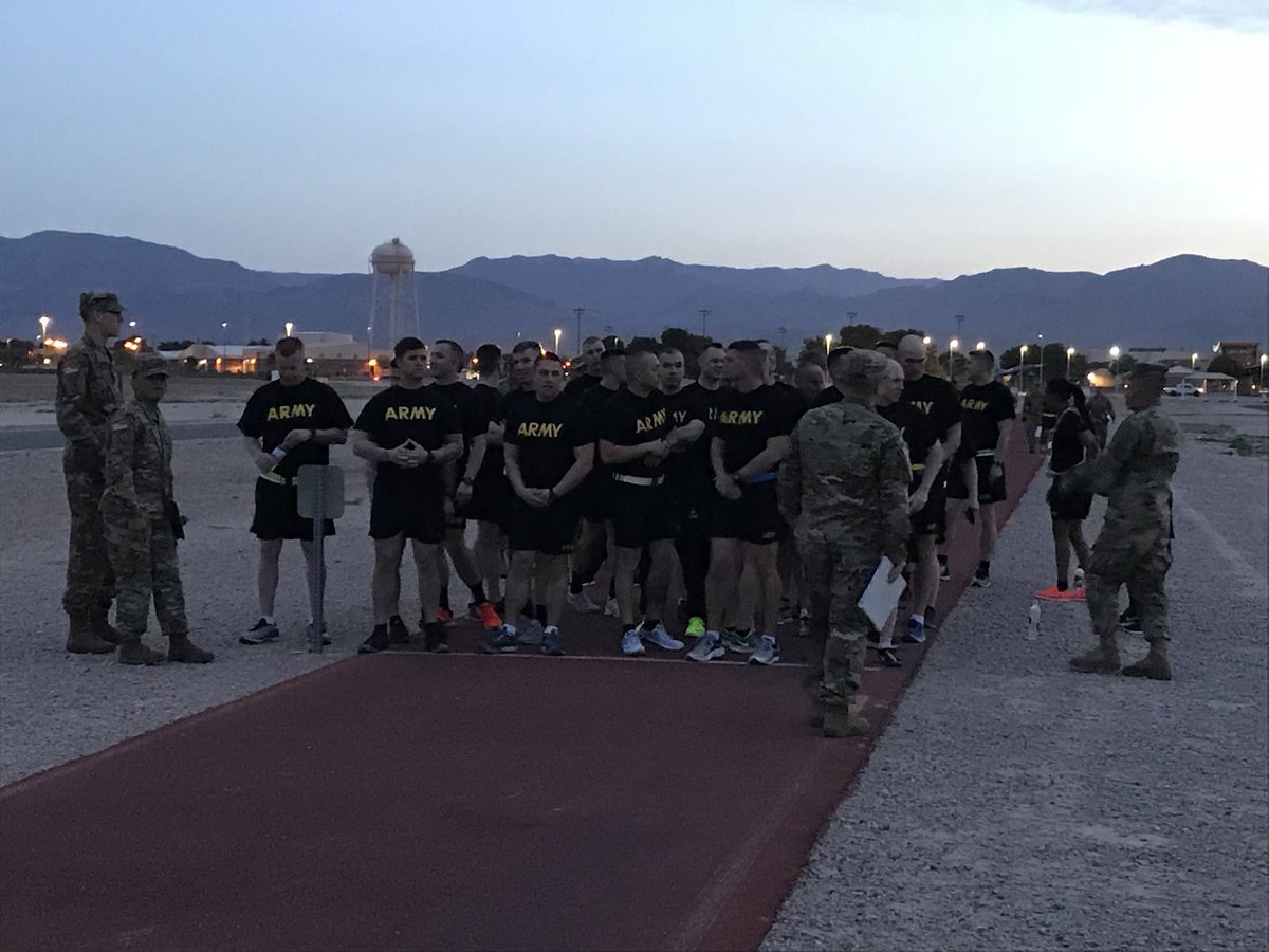 usarec's tweet photo. #USAREC #BestWarrior Competition and @USAREC_SAMC kicked off this morning with the APFT @NellisAFB! Good luck to all competing! #SAMC18 https://t.co/3TczfAnBK8