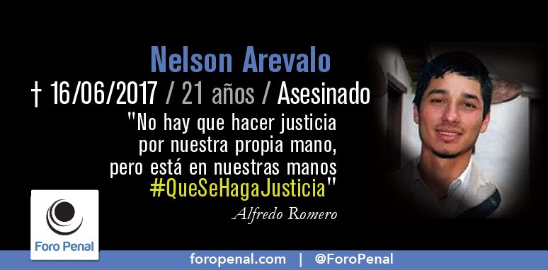 ForoPenal's tweet photo. #16Jl Hoy se cumplen 4 años y 1 mes de la muerte de Nelson Arévalo el 16/06/2017.
No lo olvidemos
#QueSeHagaJusticia
-Foro Penal
https://t.co/IX1jLa9czf
Más información sobre el caso aquí: https://t.co/LlCd2Ly6Q7