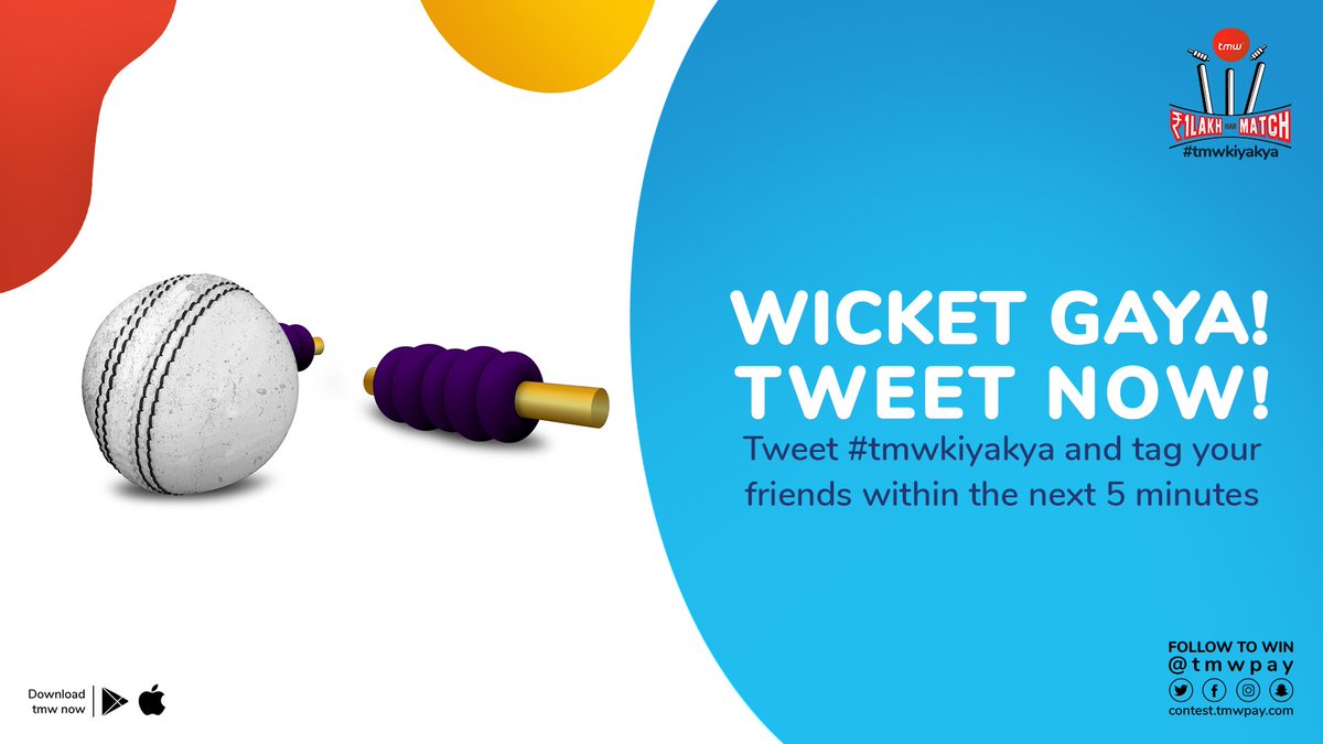 ☝🏻 There goes the 3rd wicket of the innings! You have 5️⃣ minutes to tweet #tmwkiyakya and tag as many friends as you can! 

#T20 #Contest #PlayNow #WicketGaya