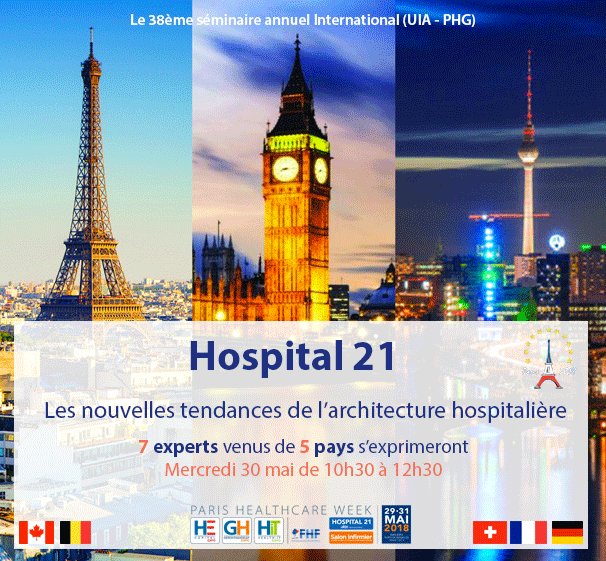ParisHealthcare's tweet photo. 🧐[Programme Hospital 21 ] Les nouvelles tendances de l’#architecture #hospitalière présentées par 7 experts venus de 5 pays 🇧🇪🇨🇭🇩🇪🇫🇷🇨🇦

📅Rdv le 30 mai 2018 à 10h15 sur la #PHW18 - Hall 7.3

➡️https://t.co/5ClMFE8PGe https://t.co/3M7BsLyoyS