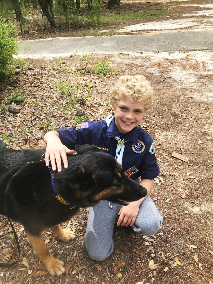 WCSOFL's tweet photo. SO MANY PETS! WCSO K9 & @OfficialLivePD ⭐️"Kayne" was the center of attention this weekend at the Boy Scout Family Camp at Spanish Trail Scout Reservations. He ♥️ed every minute of it! @boyscouts #Pack540 #Pack608 #LESM @NationalSheriff @FLSheriffs #K9 #LIVEPD https://t.co/unKw9GJc7M