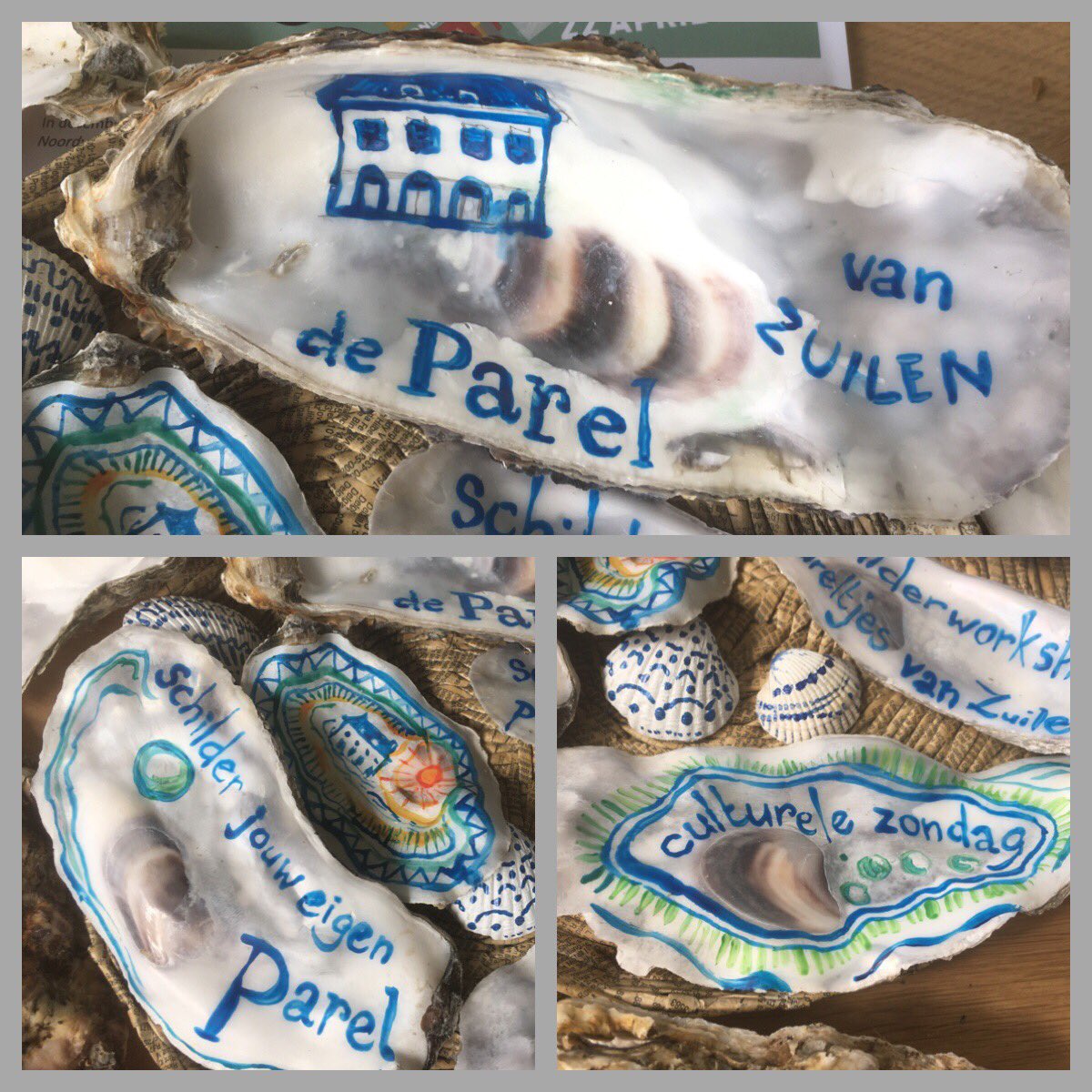 SamenSchilderen's tweet photo. Laat jij je van je creatieve kant zien op de @CultureleZondag Noordwaarts? Schilder jouw eigen pareltje @parelvanzuilen Zondag 22 april #schilderworkshop voor jong en oud Welkom! 🐚 https://t.co/npmSf3v9bm