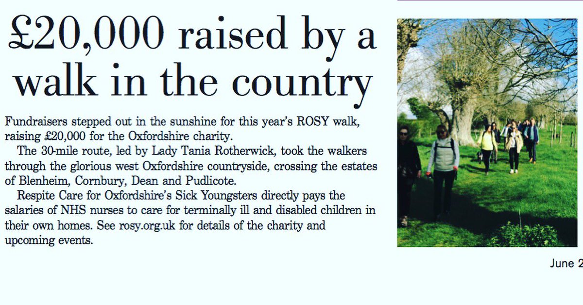 rosyoxfordshire's tweet photo. We’re on countdown to our annual ROSY 30mile walk this Saturday. Hope everybody has good shoes, supplies of compeed, has begun carb-loading and hydrating? Only joking... but not about the compeed.
#fundraising #walk #oxfordshire #respite #respitecare #nurses #childrenscharity https://t.co/iZwfpe0Nt7
