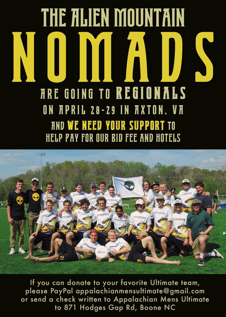 Nomads_Ultimate's tweet photo. The Nomads are headed to Regionals and we need your help! https://t.co/BA4hUW3SwD