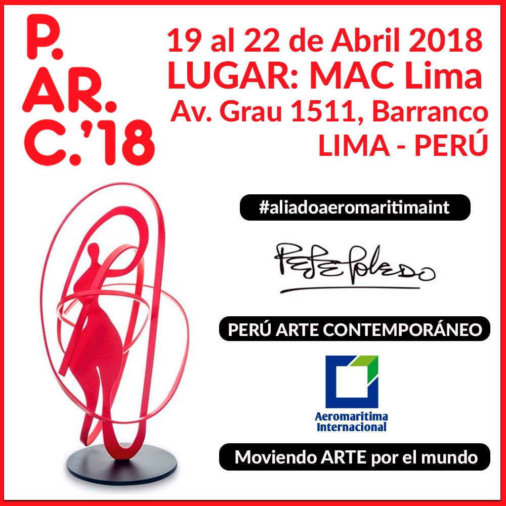 AeromaritimaInt's tweet photo. Pocos Días para el inicio de la feria!! Nos vemos en #parc2018 #lima #aeromaritimaint #art #arte #artistas https://t.co/fQQWhRNalk