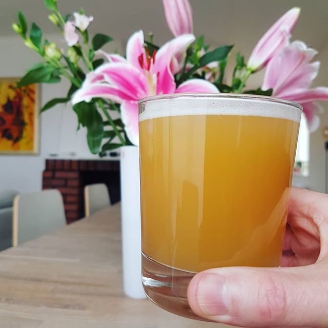 beerigami's tweet photo. Beer no2 for my 40th party. LjungskilAle batch #4. A hazy pale ale without bittering hops. Instead heather flowers (ljungblommor) in the boil. A lot of New Zeeland hops in whirlpool and dry hop. This is the last glass since the keg almost ran out in the party. #homebrew #lju… https://t.co/sdLIHyAM0n