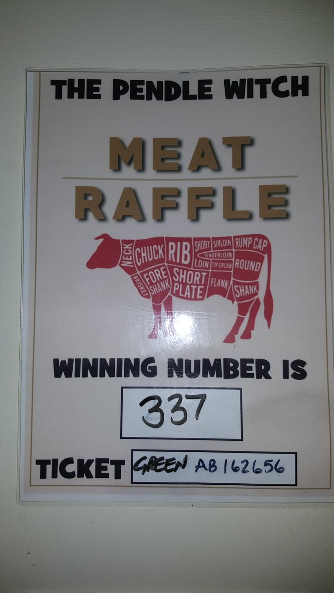 this weeks winning meat draw number is.....at the pendle witch...