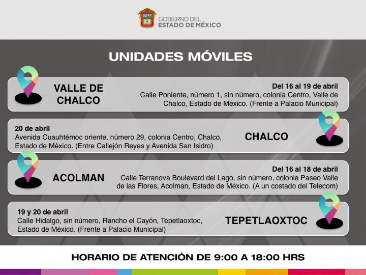 SEMOV_Edomex's tweet photo. ¿Quieres tramitar tu licencia de conducir para servicio particular? Puedes hacerlo en nuestras diferentes Unidades Móviles que estarán esta semana cerca de tu localidad, ¡Ubica la más cercana!
#PorUnServicioDeCalidad https://t.co/9Sk26PASZh