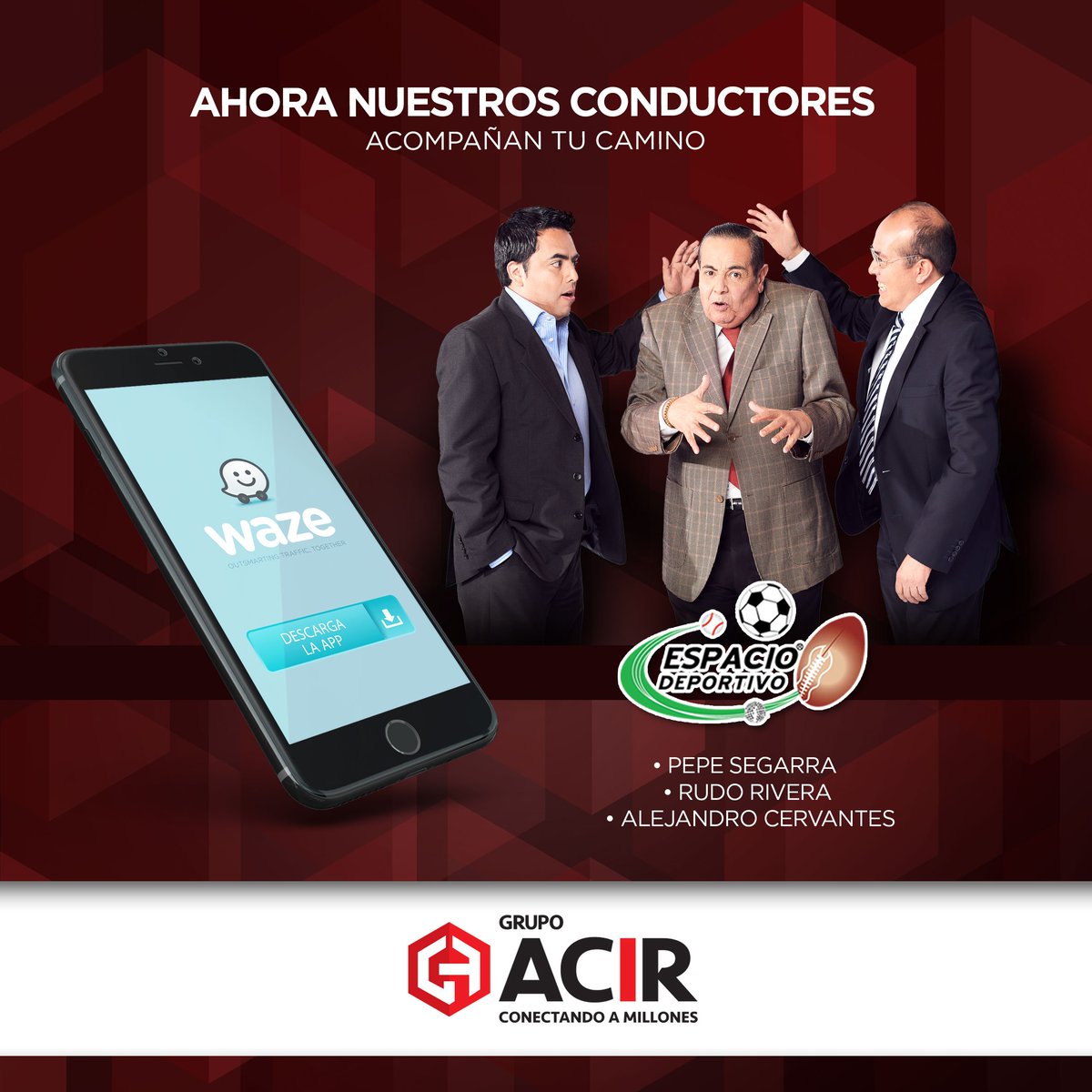 Recuerda <a href="/pepesegarra/">Pepe Segarra</a>, el <a href="/rudorivera/">Arturo Rivera</a> y <a href="/acervantes_/">Alejandro Cervantes</a> son tus referentes deportivos, y ahora te acompañan también en tu camino. ¡Descarga sus voces oficiales para la app de #Waze! 

Entra aquí 👉 bit.ly/EDEPORTIVOTARDE
