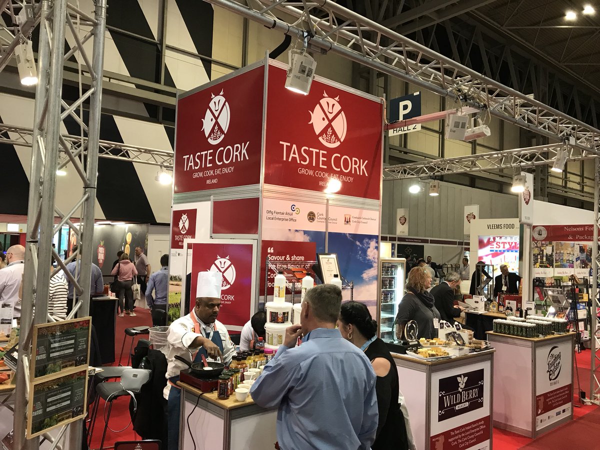 TasteCork's tweet photo. First day at #FDE2018 complete - back again at 10 tomorrow stand P190 @FoodDrinkExpo https://t.co/kTZwjRU1Dj