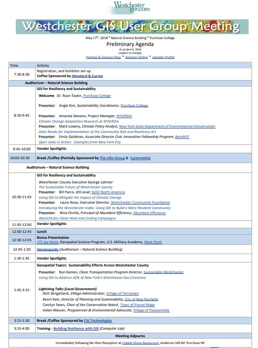 Have you checked out the preliminary agenda for the 2018 Westchester GIS User Group Meeting?  giswww.westchestergov.com/wcgis/events/U…  #GISUsergroup #GIS #WestchesterCounty