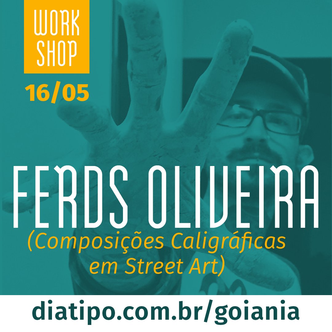 DiatipoGyn's tweet photo. WORKSHOP: COMPOSIÇÕES CALIGRÁFICAS EM STREET ART
com Ferds 
Dia: 16/05 - Quarta-Feira
Local: PUC - área 3
Horário: 14h as 18h 
Ingressos: https://t.co/kzUAPyIxa4

Programação https://t.co/hk2QOlGtIN 

#diatipogoiania #diatipogyn #bienaltiposlatinos #bienaltl #bienaltlgyn https://t.co/eP4TAVPWip