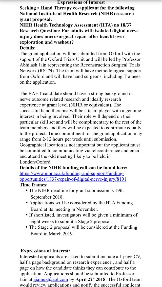 Lisa_Newington's tweet photo. Oxford Trials Unit are looking for a hand therapist! Great opportunity for a BAHT member with an interest in nerve injury... @BAHTHandtherapy https://t.co/Cykui6uHUB