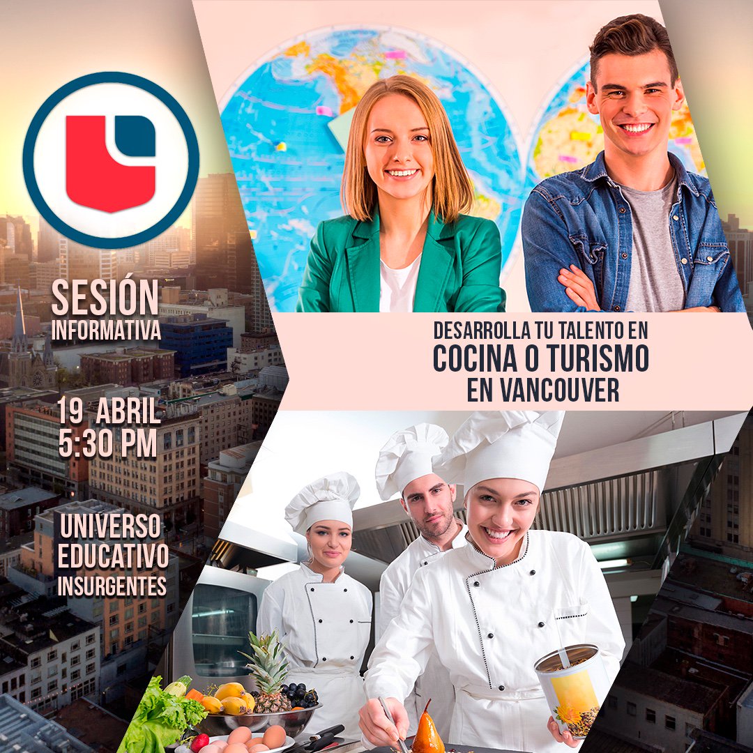 UEducativo's tweet photo. LaSalle College Vancouver te ofrece la oportunidad de desarrollar tu talento para crear una cocina increíble o desempeñarte en la industria turística. Asiste a nuestra sesión Informativa este 19 de abril a las 5:30 pm en Universo Educativo Insurgentes Cupo Limitado https://t.co/vuYO4ksIpY