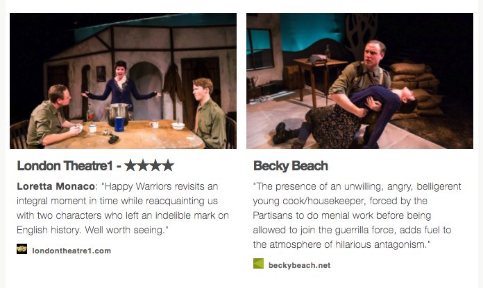 #HappyWarriors is 'well worth seeing', not least for its 'atmosphere of hilarious antagonism'. This premiere starring @PontinSimon @neilchinneck &amp; <a href="/MarthaDancy/">Martha Dancy</a> must finish this Sun 22 April at <a href="/GatehouseLondon/">Upstairs At The Gatehouse</a>. 

More coverage: mytheatremates.com/happywarriors_…
#featured #OffWestEnd RT!