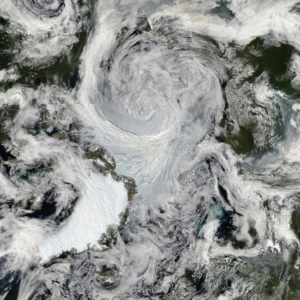 theAGU's tweet photo. A new #AGUpubs study compares statistics for years with high land‐sea thermal contrast against years with low, to demonstrate that storms over the Arctic Ocean will likely become more frequent and more dynamically intense as the climate warms. https://t.co/xYqrUuzPK6 https://t.co/SC0yfy98Oq