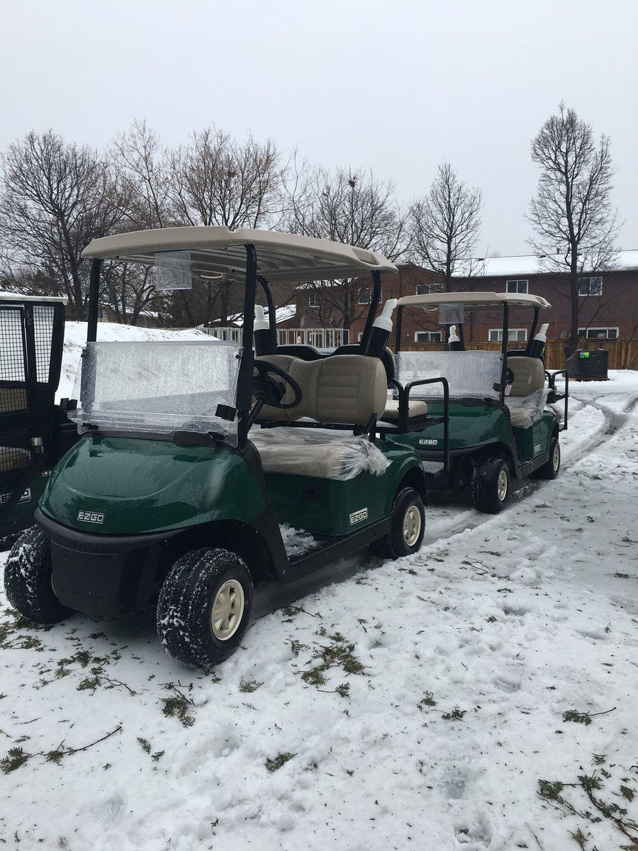 A bit of snow and rain won’t stop <a href="/gc_duke/">G.C. Duke Equipment</a> from delivering @CreditValleyGC ‘s 2 new <a href="/EZGOvehicles/">E-Z-GO</a> RXV ELiTE with rear seats today!! Thanks again guys and come on warm weather! #nomainenance #3hrchargetime #5yrwarranty #lithiumonly