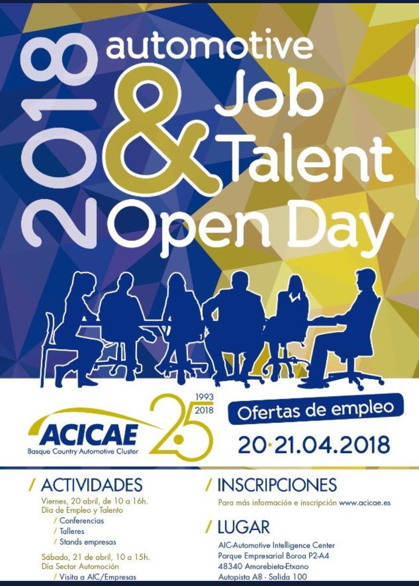 MATRICI_Scoop's tweet photo. ¿Te interesa el sector de la automoción?

El viernes, 20 de Abril estaremos esperándote en la jornada de puertas abiertas de #ACICAE

https://t.co/FUGxQ6ZErH

#OpenDay #Talento #JobTalentOpenDay #OfertasdeEmpleo https://t.co/7lzoTDbMbw