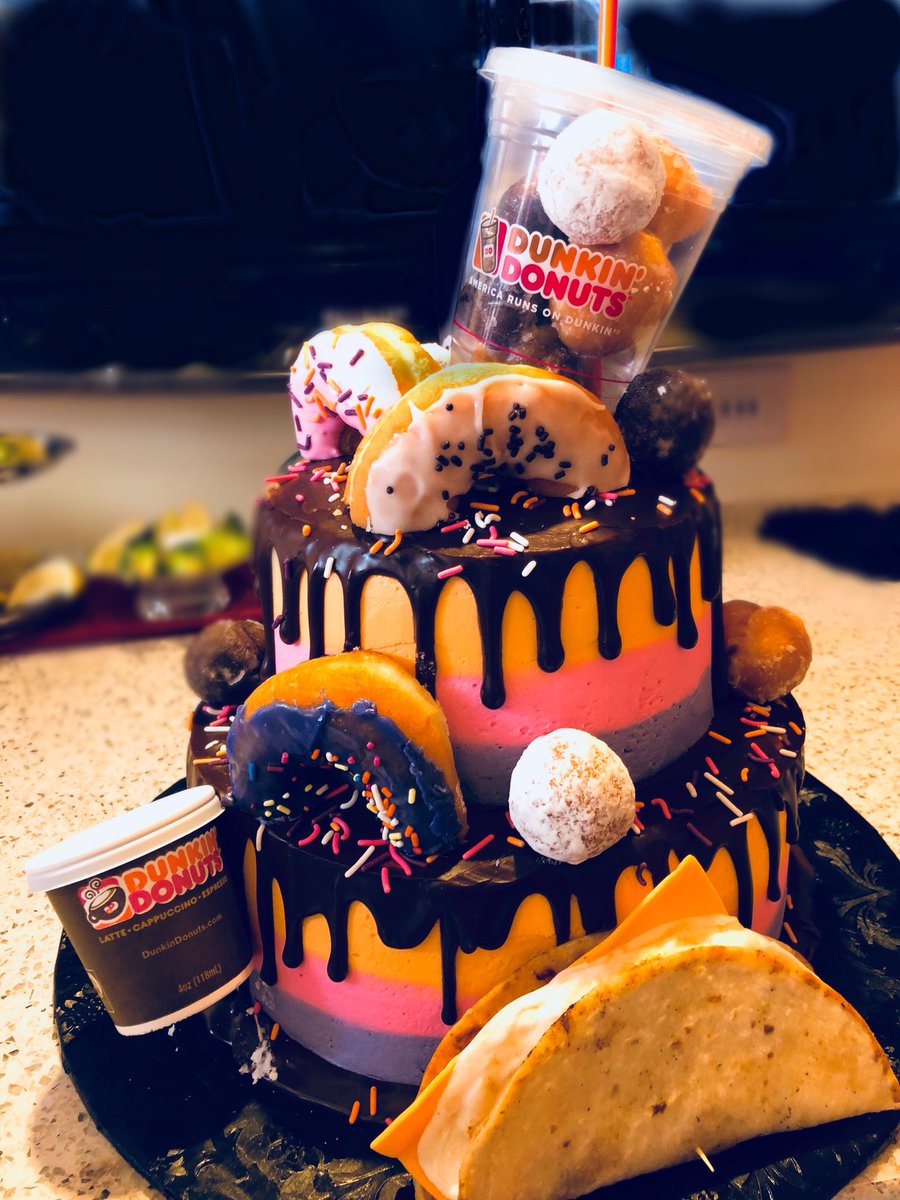 devon_devo's tweet image. Quite possibly the most epic @dunkindonuts birthday cake ever made.