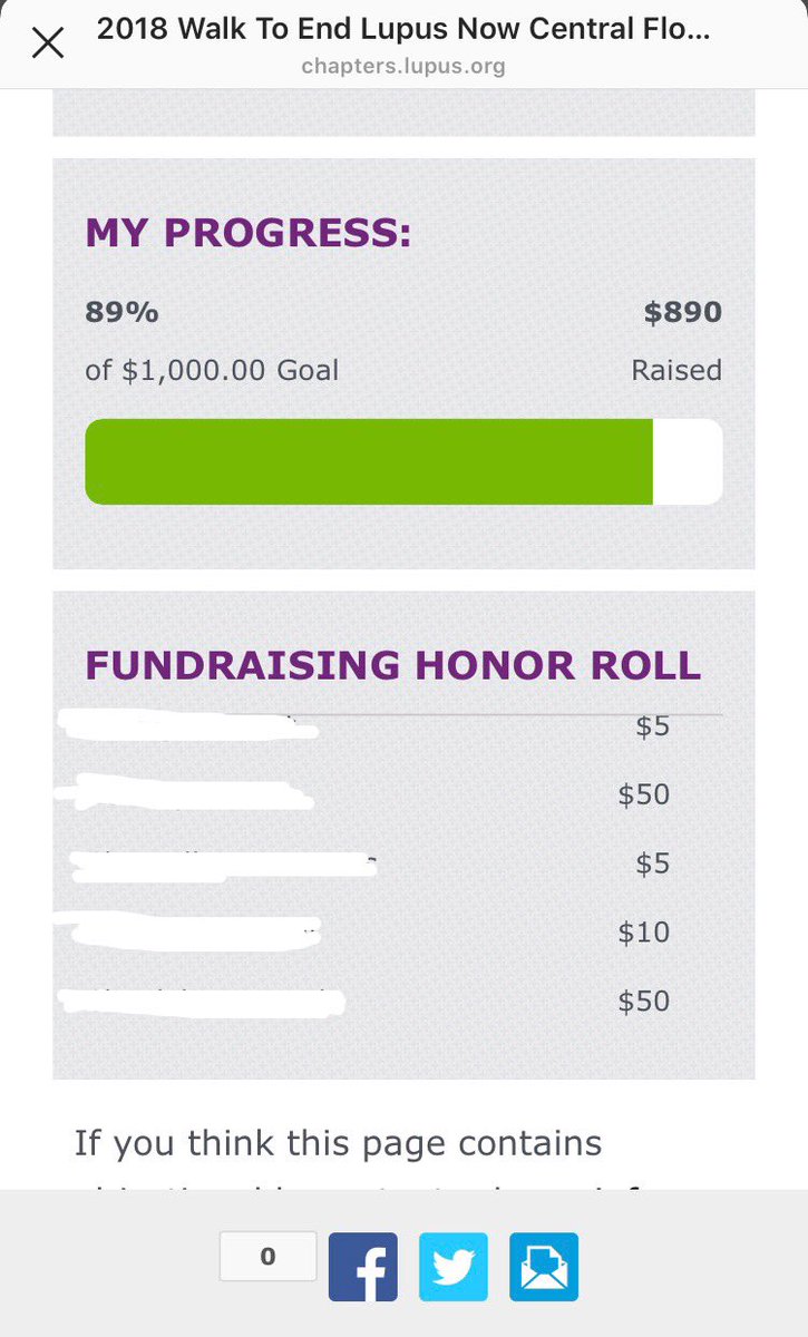 Only $110 more to reach my goal!!! 
💜✨💜✨

#Lupus #Fundraiser #Goal #Cause #SLE #Discoid #Awareness #Volunteer #WalkToEndLupusNow #Butterfly #Donations #Disease #DiseaseAwareness #WalkForACure