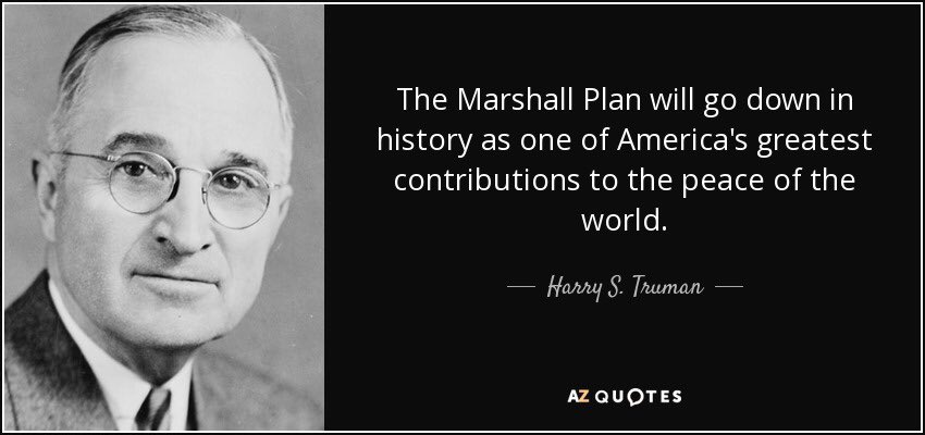 The Marshall Plan, also known as the European Recovery Program, channeled over $13 billion to finance the economic recovery of Europe between 1948 and 1951/The plan is named for Secretary of State George C. Marshall, who announced it on June 5, 1947.  #DemHistory  #WhyIVoteDemocrat