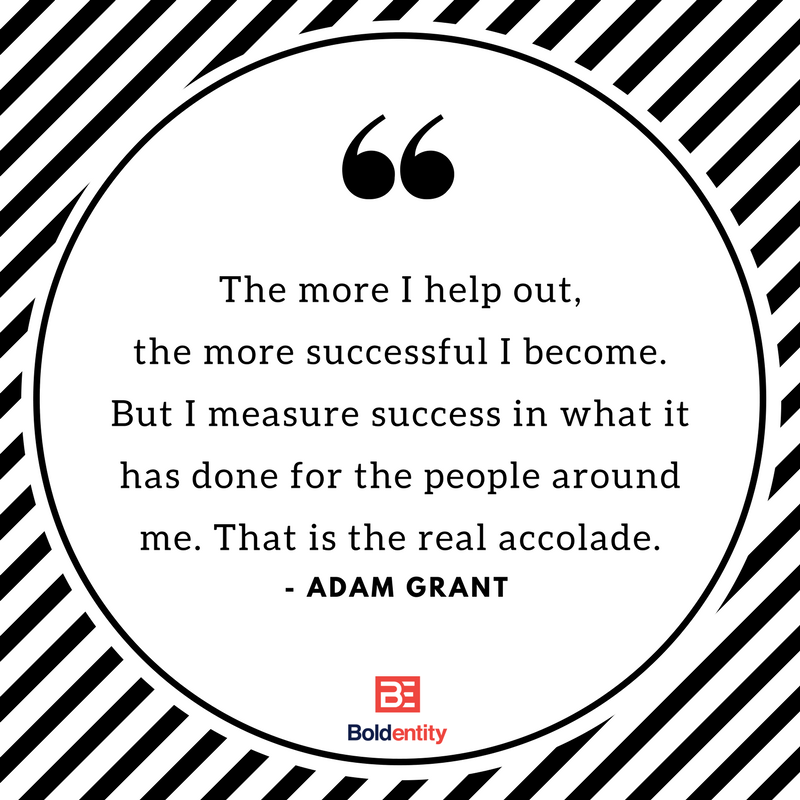 Boldentity's tweet photo. When done right, being a giver (instead of a taker) can actually help you succeed in the workplace. Which one are you? #beagiver #boldentity #succeed #adamgrant https://t.co/WyVVzqHELn