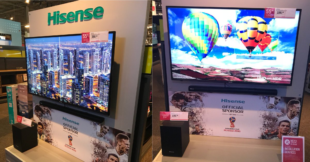 MartinKuzian's tweet photo. Beautiful and easy to install endcaps/product displays designed and built @AccentaDisplay for @HisenseCA for stores across Canada.
World Cup Fever is On!
#displays #customdisplays #endcapgondola #retaildesign #retail https://t.co/HOEaS9OR6l