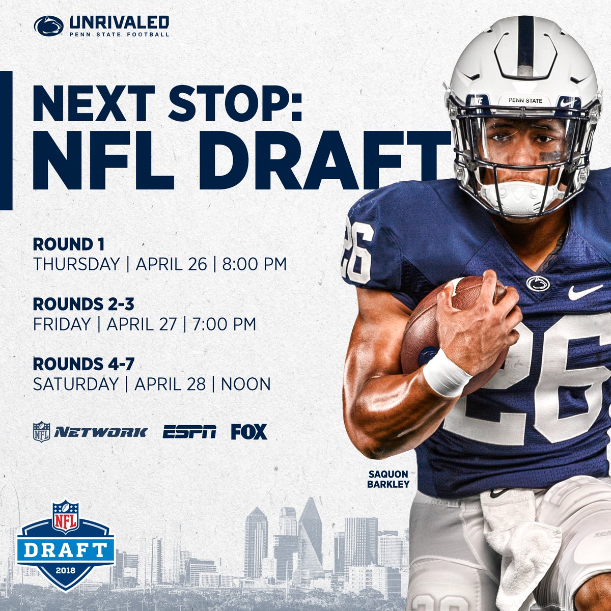 PennStateFball's tweet photo. 🔟 days away from the #NFLDraft! 

#MadeInHappyValley
#WeAre https://t.co/fX3mRIvYQa