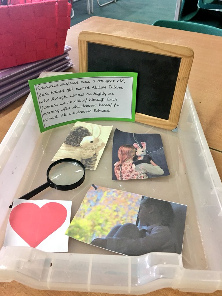EimearRetter's tweet photo. Character trays were a huge hit first day back to introduce our new class book #themiraculousjourneyofedwardtulane. Big thanks to @Teacherglitter for the idea, a fantastic activity for building prediction and inference skills 👍 #whatitaughttoday #edwardtulane #readingrocks https://t.co/VMHzSGJpkA