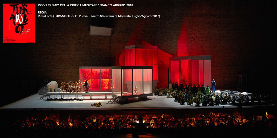 OSCAR DELLA LIRICA A #RICCIFORTE PER LA REGIA DI #TURANDOT AL #FESTIVALDIMACERATA
La commissione delle 37esima edizione del #PremioAbbiati ha nominato i vincitori di quelli che sono considerati gli #Oscar della #Lirica, la coppia 
Ricci-Forte per la Turandot. 
#ricciforte #prize