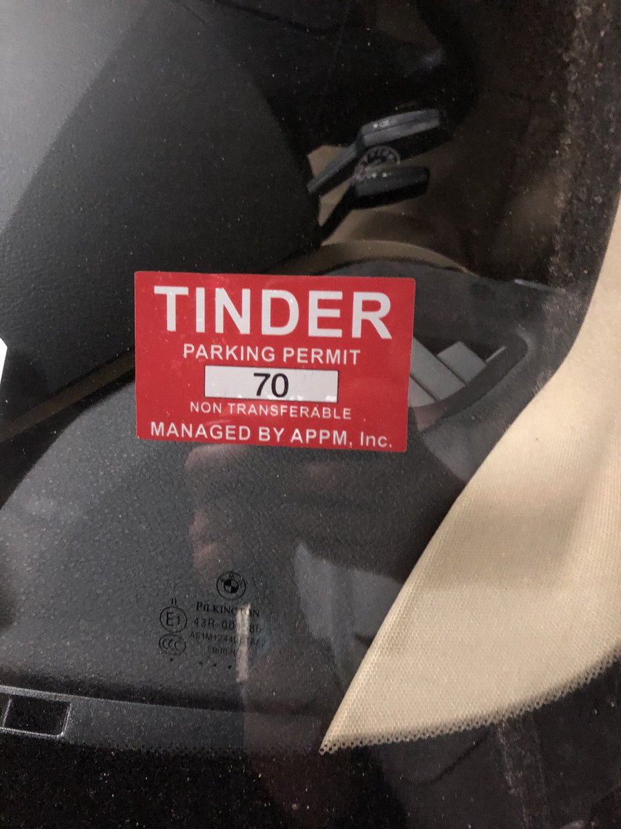 MatteooR's tweet photo. Didn’t know tinder gave out parking passes.... thought it was a free for all https://t.co/eUyKDZxV10