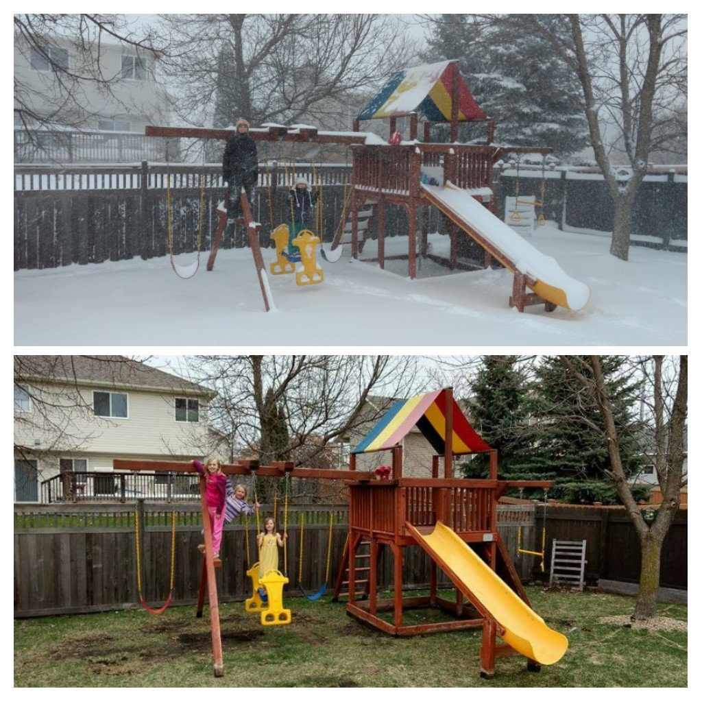 stoss81's tweet photo. @kare11 4/14/17 vs 4/14/18 in our backyard. https://t.co/Aif8WaxsFW