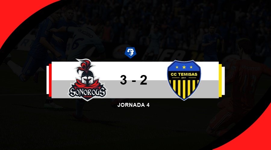 TeamSonorousES's tweet photo. #FIFA | ¡Victoria! Un gol en el último minuto nos da la victoria.

Ganamos por 3-2 ante un gran @TEMISASeSports ¡GG!

Seguimos invictos en liga y nos situamos en la parte alta de la tabla. Este es el camino a seguir chicos, sois enormes❤️ @SonorousVFO 

#GoSonorous https://t.co/0EurxANHEV