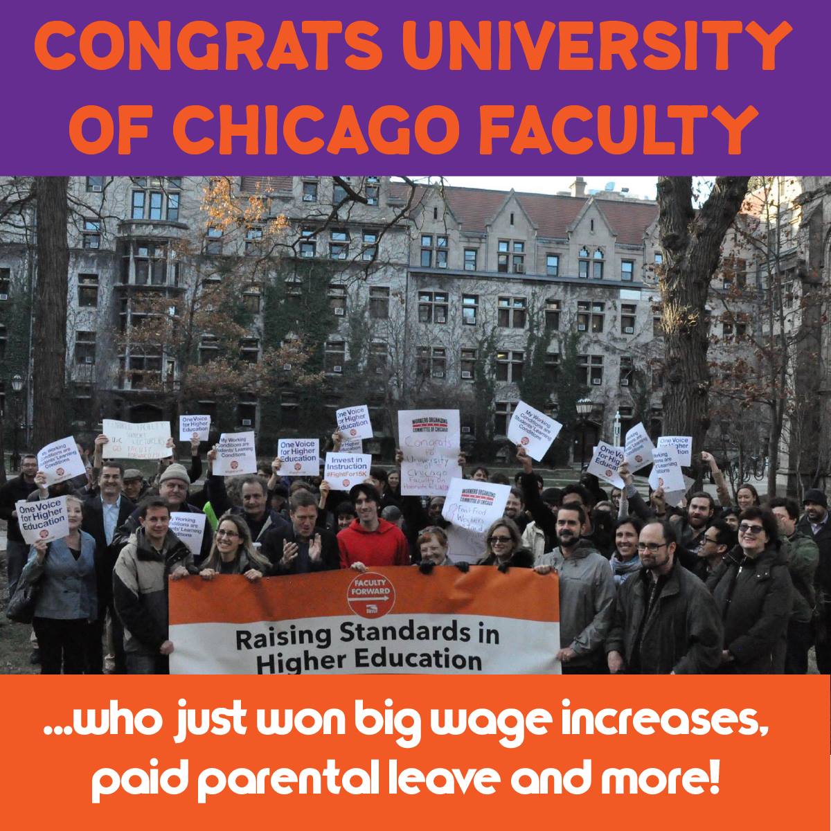 Congratulations to our union brothers &amp; sisters at University of Chicago! Faculty win improvements in 1st union contract. <a href="/FacForwardChi/">Faculty Forward Chi</a> <a href="/UChi_FacForward/">UChicago Faculty Forward</a> Details: 
seiu73.org/2018/04/16/uni…