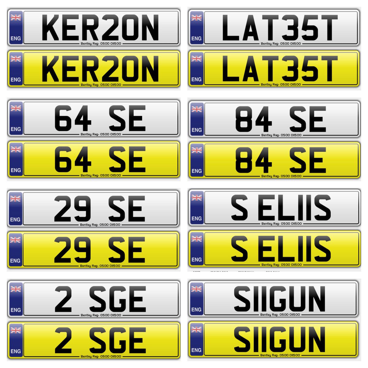 BentleyReg's tweet photo. A few of our plates for sale! Call us on 01268 711529 Or DM us for any more info! #privateplate #numberplate https://t.co/VSZ5QO8qWm