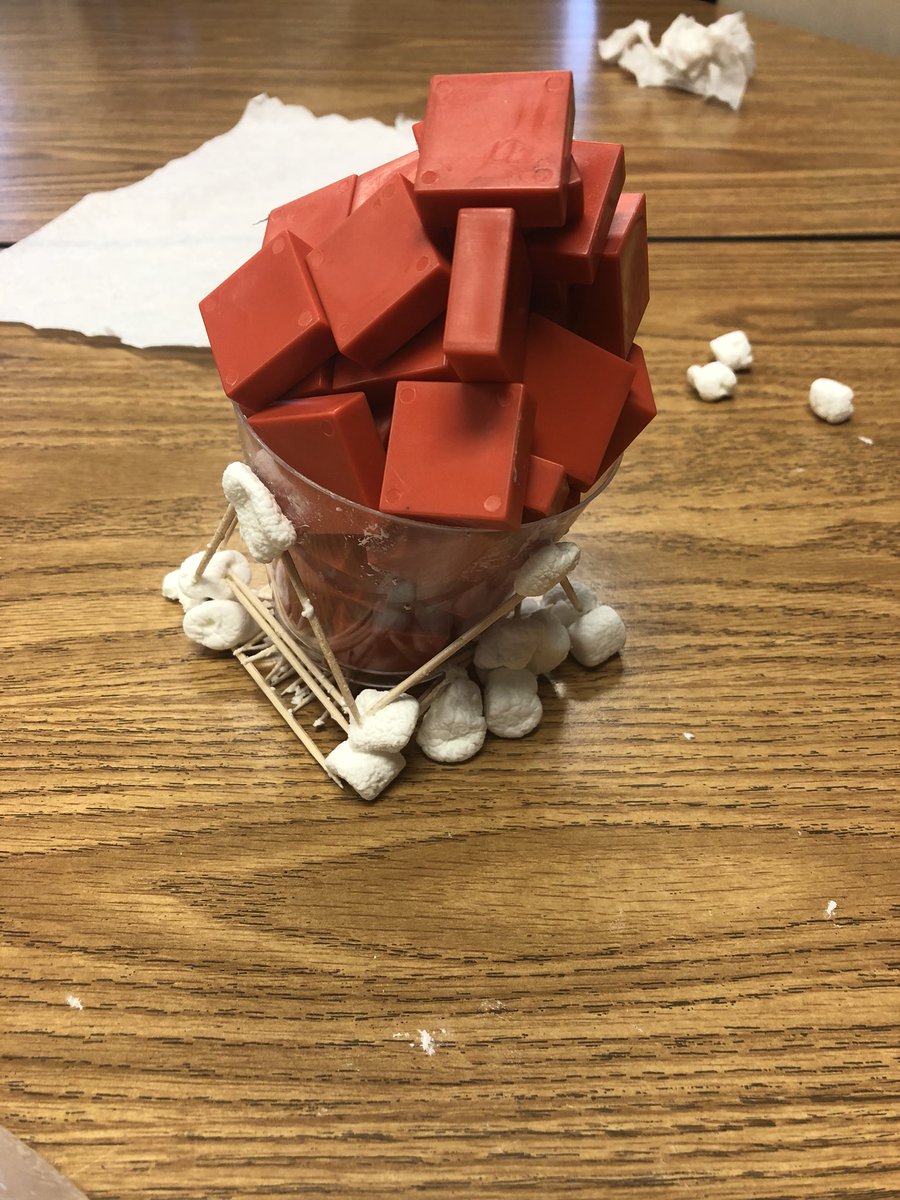 MrsBrillTweets's tweet photo. Students were tasked with designing a structure that could hold a cup filled with some math manipulatives. Our tables turned into a sticky mess, but it sure was fun! #205fun https://t.co/vP6eRGvGO5