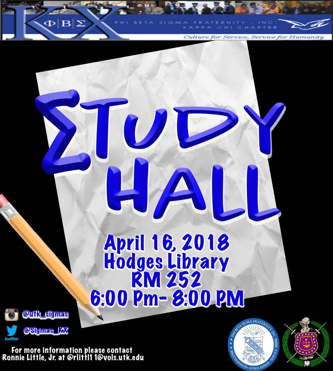 UTK_NPHC's tweet photo. Join The Sigmas and the Ques for Σtudy Hall. Happening in Hodges room 252 in less than 30 minutes! https://t.co/lazjq7aF4P