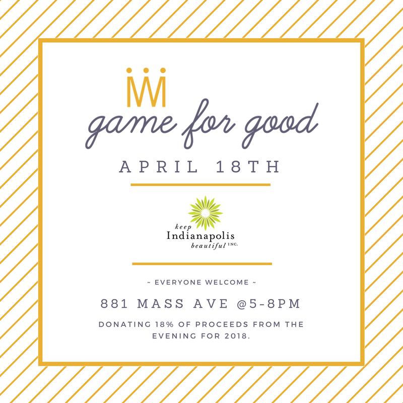 kingmakersfun's tweet photo. Indianapolis! This Wednesday we are hosting our first (of many) Game for Good Fundraising Events. 18% of the night's proceeds will be donated to @kibiorg - come show your support! #gameforgood https://t.co/HgKGPSfUNx